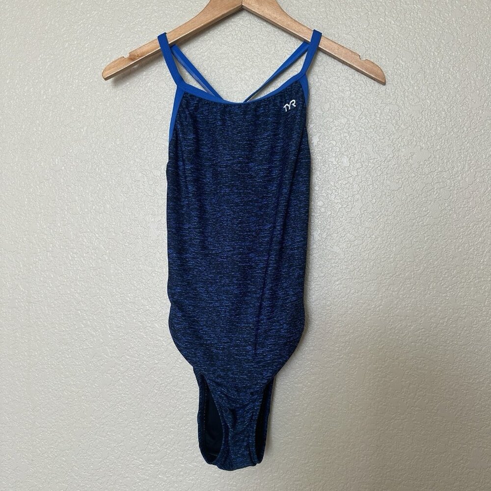 TYR Durafast Elite‎ Diamondfit swimsuit Racer Back Sport Racing 1 Piece Blue 34